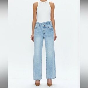 Pistola Wide Leg Double Waistband Blue Jeans Size 30